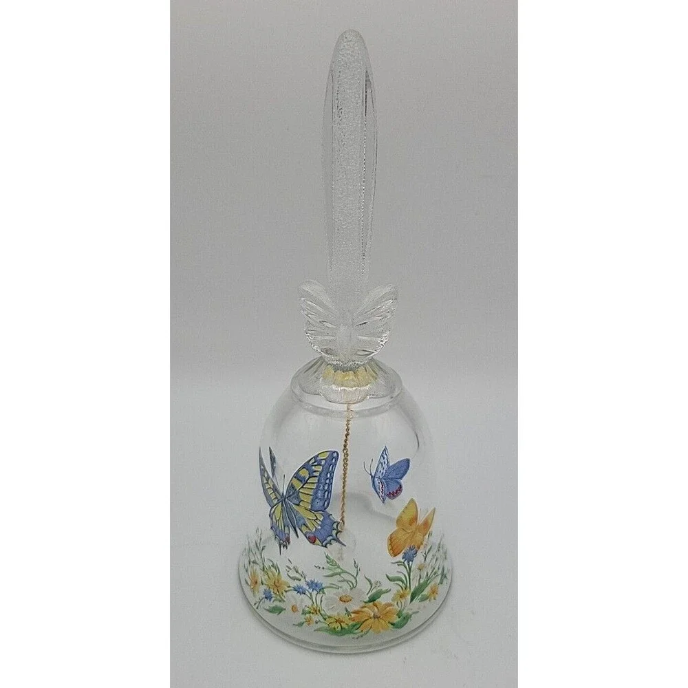 2 VTG Avon Collectible Bells ~1990 Crystal Butterfly & 1992 Floral Fantasy